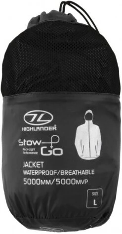 Highlander – STOW & GO Regenjas – Zwart -Outdoorkledingwinkel highlander9