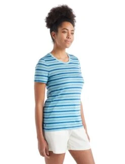 ICEBREAKER Merino Wave Shortsleeve Tee Stripe Haze-azule
