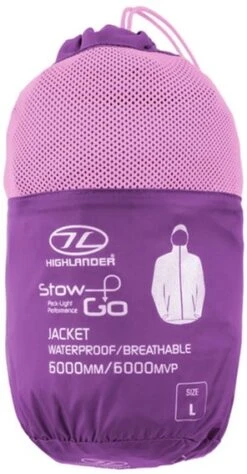 HIGHLANDER STOW & GO JAS – Dames – Purple -Outdoorkledingwinkel packaway3